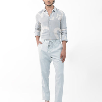 Rare Rabbit Mens Lusia Off White Cotton Fabric Regular Collar Herringbone Full Sleeves Regular Fit