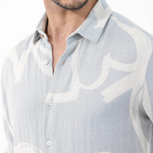 Rare Rabbit Mens Lusia Off White Cotton Fabric Regular Collar Herringbone Full Sleeves Regular Fit