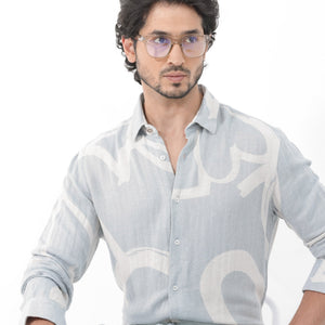 Rare Rabbit Mens Lusia Off White Cotton Fabric Regular Collar Herringbone Full Sleeves Regular Fit