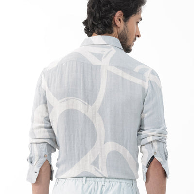 Rare Rabbit Mens Lusia Off White Cotton Fabric Regular Collar Herringbone Full Sleeves Regular Fit