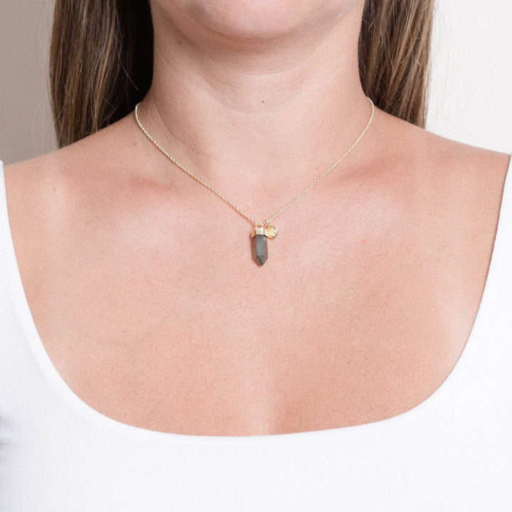 Delicate Labradorite Crystal Point Necklace