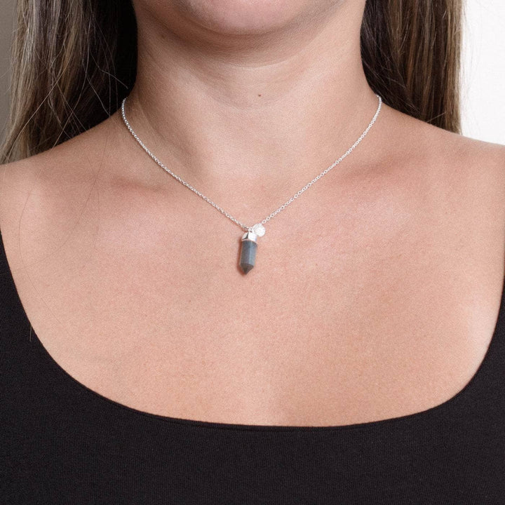 Delicate Labradorite Crystal Point Necklace