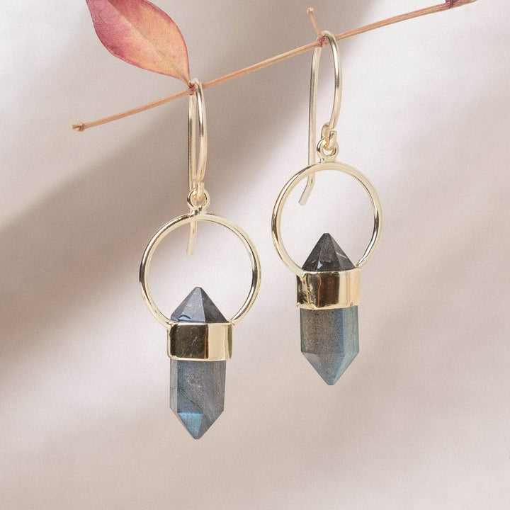 Labradorite Crystal Point Earrings