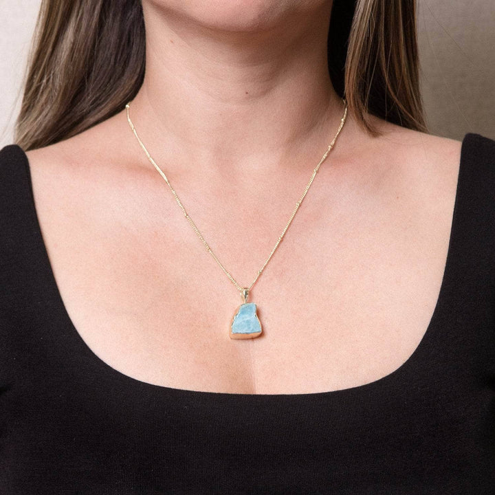 Rare Genuine Larimar Raw Crystal Necklace