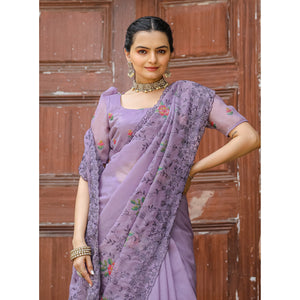Ankita Lavender Chiffon Handwork Saree