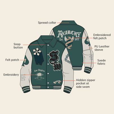 Legends Anarchy Dark Green Varsity Jacket