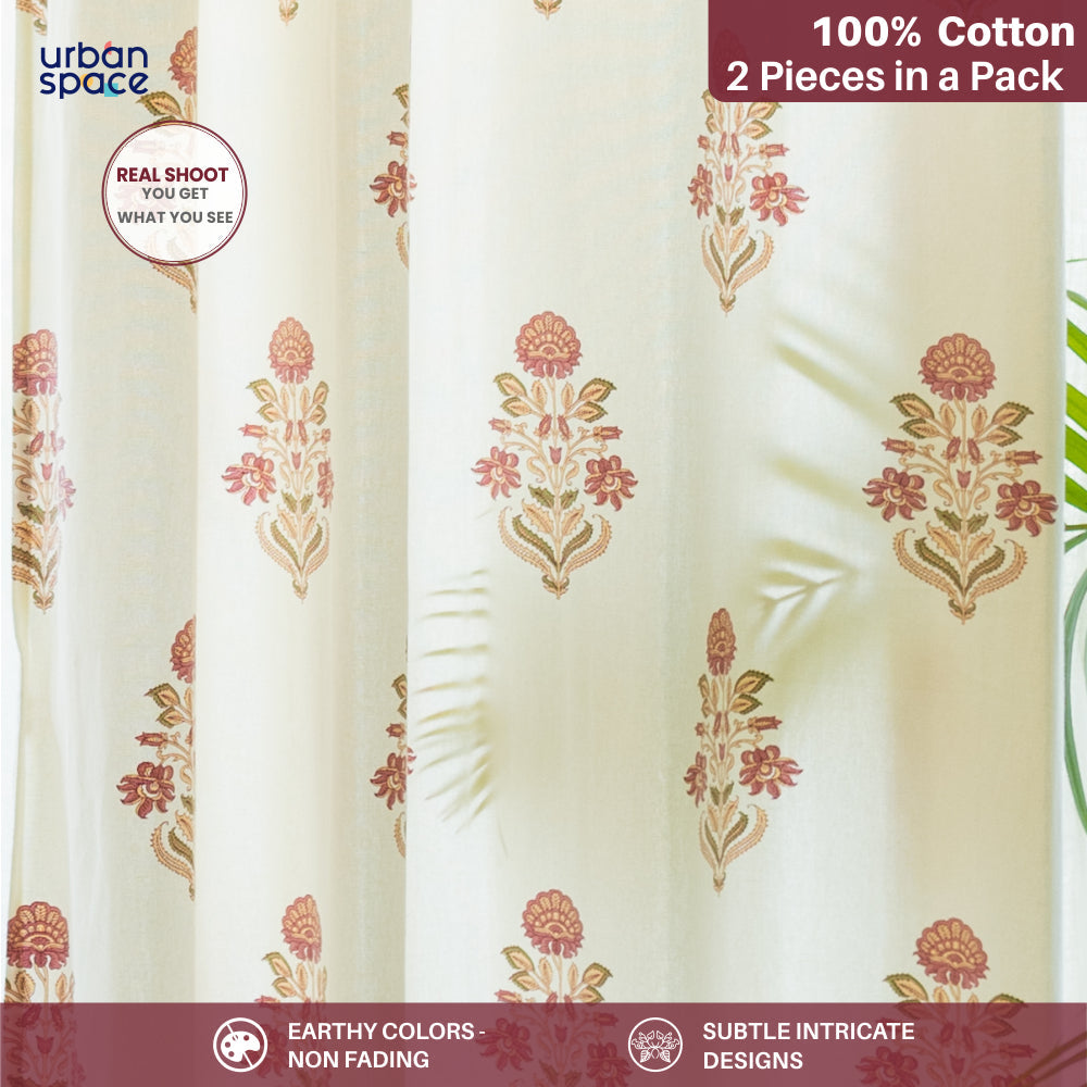 100% Cotton Room Darkening Curtains, Pack of 2 Curtains - Liberty Maroon