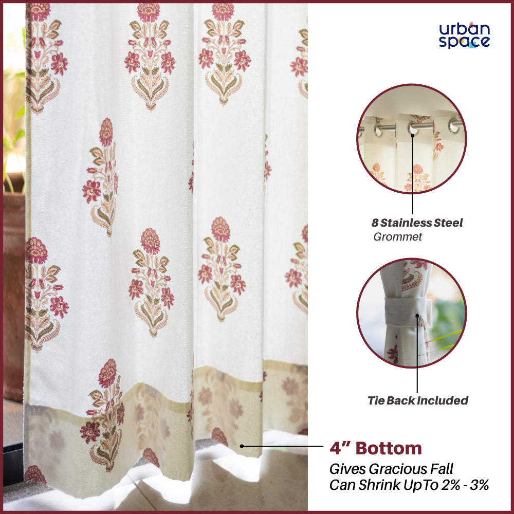 100% Cotton Room Darkening Curtains, Pack of 2 Curtains - Liberty Maroon