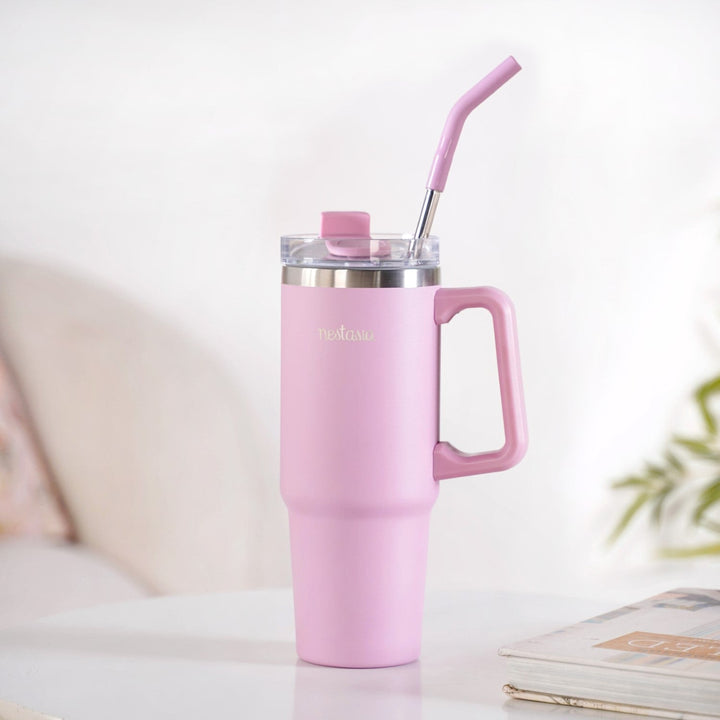 Glacio Stainless Steel Water Bottle Apt For Car Cup Holder Baby Rose 850ml