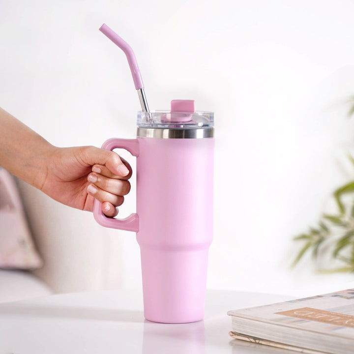 Glacio Stainless Steel Water Bottle Apt For Car Cup Holder Baby Rose 850ml