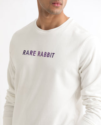 Rare Rabbit Men'S Lintz Off White Sweatshirt Full Sleeves Solid