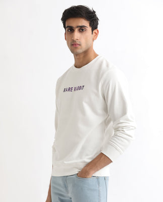 Rare Rabbit Men'S Lintz Off White Sweatshirt Full Sleeves Solid