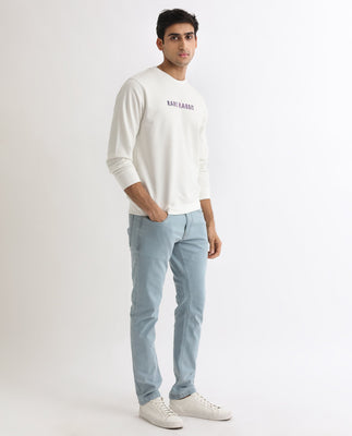 Rare Rabbit Men'S Lintz Off White Sweatshirt Full Sleeves Solid