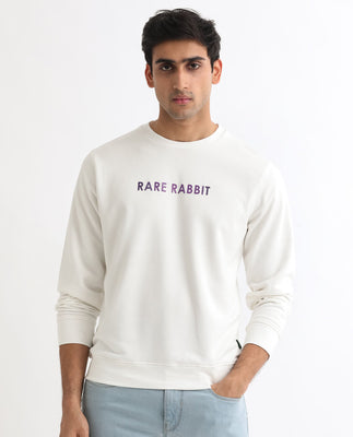 Rare Rabbit Men'S Lintz Off White Sweatshirt Full Sleeves Solid
