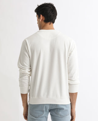 Rare Rabbit Men'S Lintz Off White Sweatshirt Full Sleeves Solid