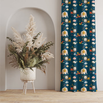 Blackout Curtains, Digital Printed Curtains, Pack of 1 Curtains - Lion King Blue
