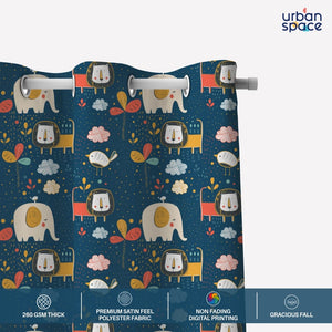 Blackout Curtains, Digital Printed Curtains, Pack of 1 Curtains - Lion King Blue