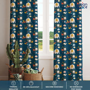 Blackout Curtains, Digital Printed Curtains, Pack of 1 Curtains - Lion King Blue