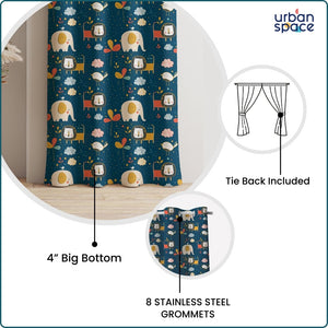 Blackout Curtains, Digital Printed Curtains, Pack of 1 Curtains - Lion King Blue