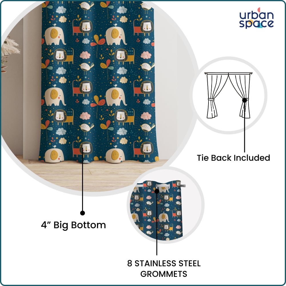 Blackout Curtains, Digital Printed Curtains, Pack of 1 Curtains - Lion King Blue