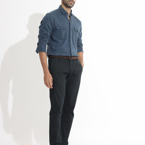 Rare Rabbit Men's Lipton Dusky Navy Cotton Fabric Full Sleeves Twill Shirt