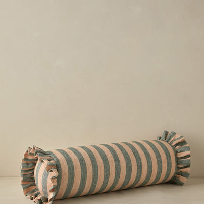 Amaroso Linen Ruffle Bolster Pillow
