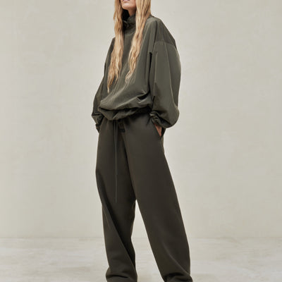 Crinkle Nylon Pullover Crewneck