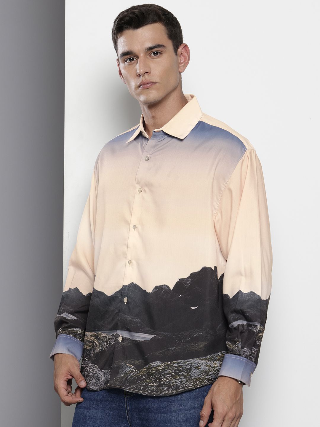 Men's Multicolor Oversized Metaverse Street Wear Shirt