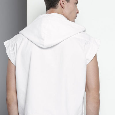 Men's White Oversized Solid Street Wear Shirt