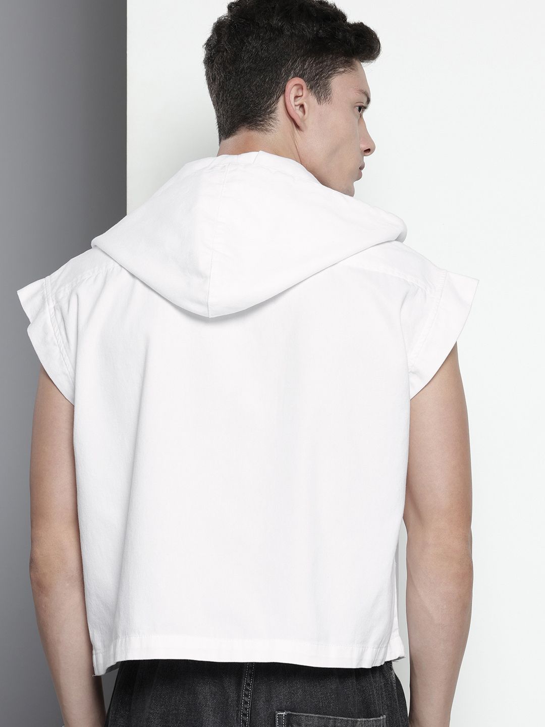 Men's White Oversized Solid Street Wear Shirt