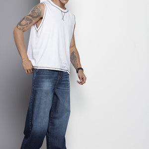 Men's Blue Relaxed Fit Solid Jeans