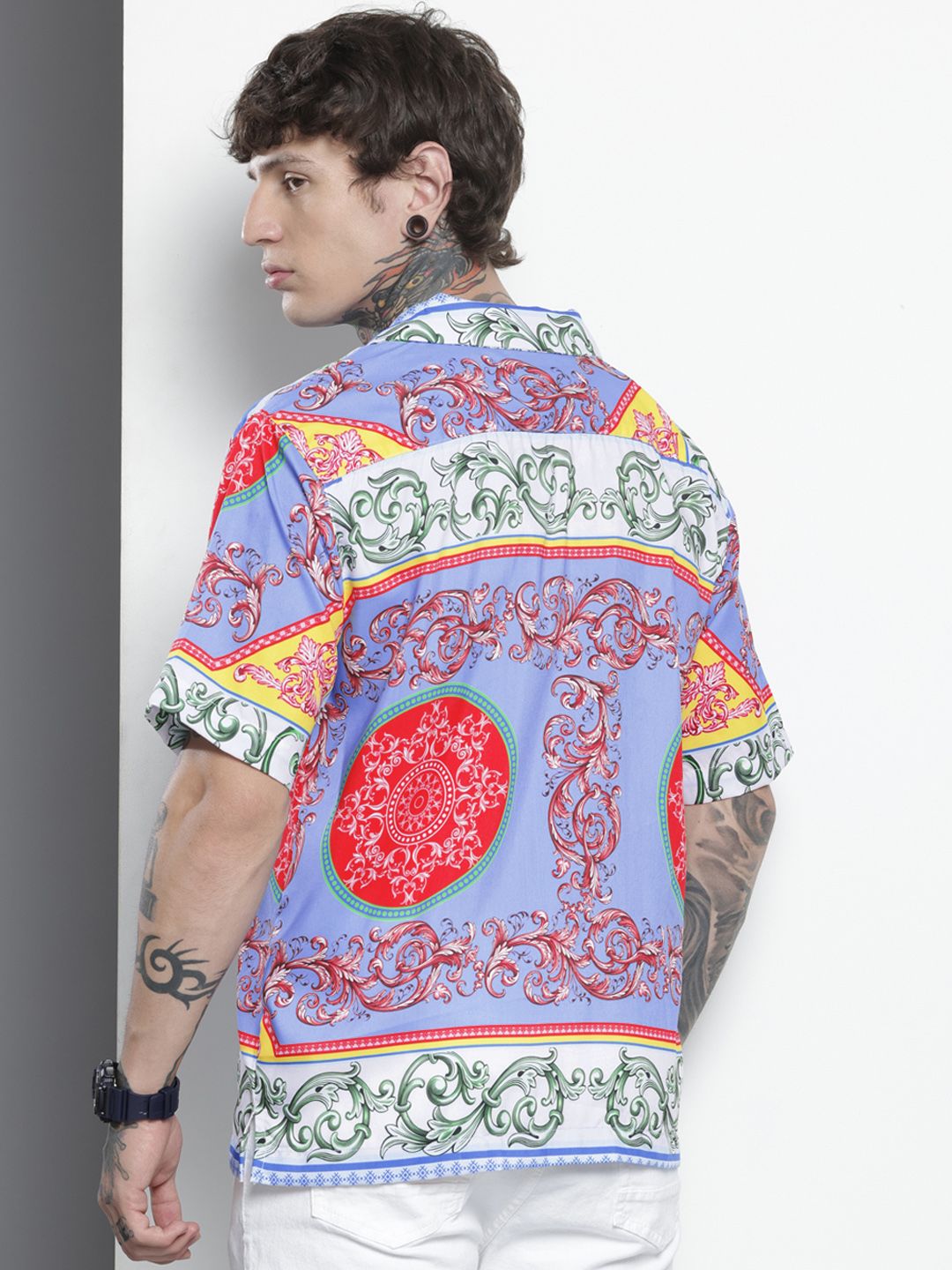 Men's Multicolor Oversized Kitch Street Wear Shirt