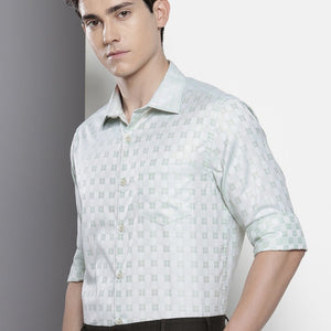 Men's Green Slim Fit Checked Formal Shirt