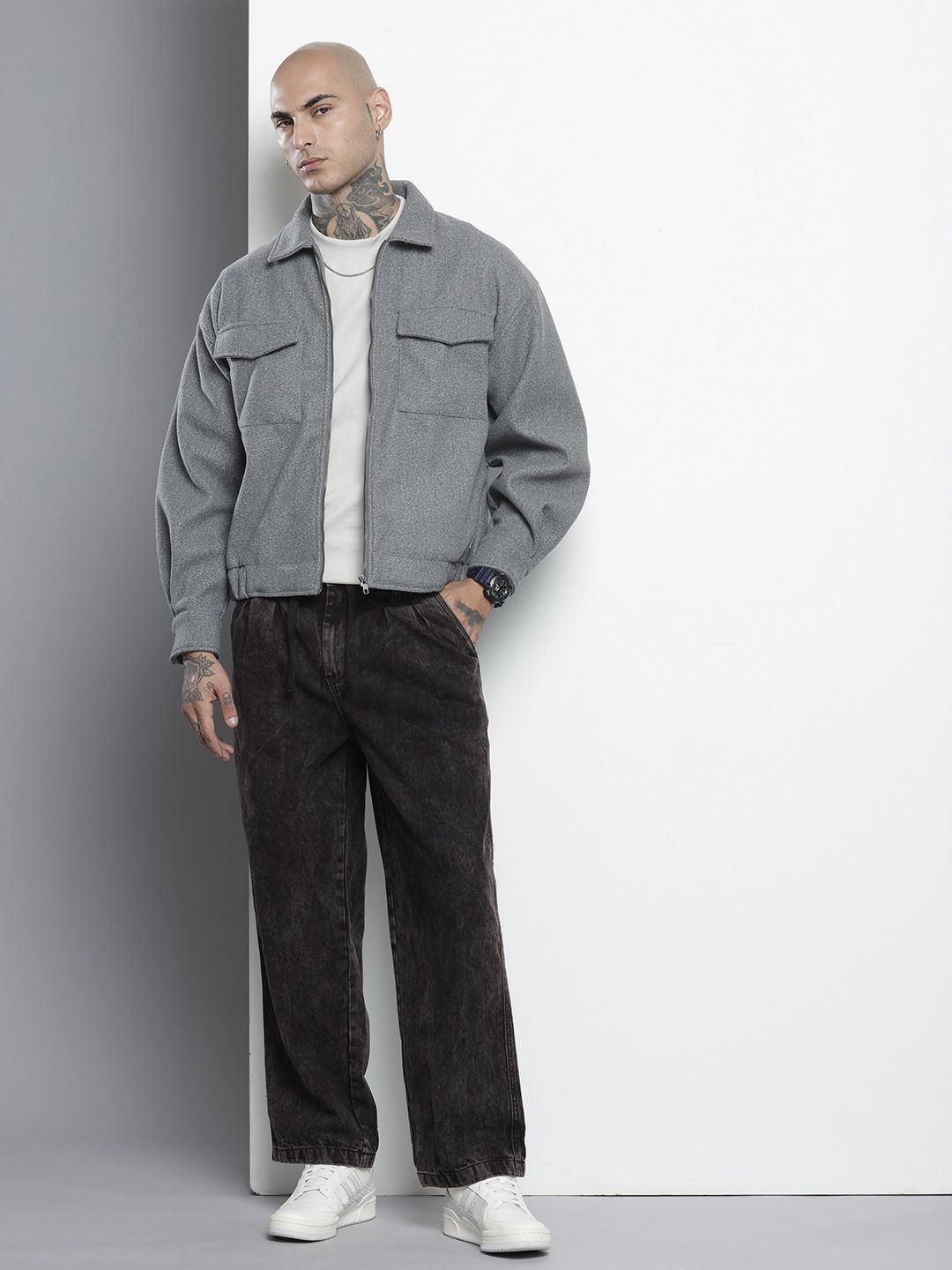 Men's Black Relaxed Fit Solid Denim Joggers