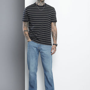 Men's Blue Straight Fit Solid Jeans