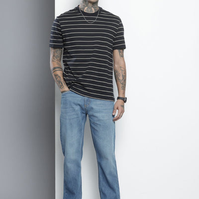 Men's Blue Straight Fit Solid Jeans