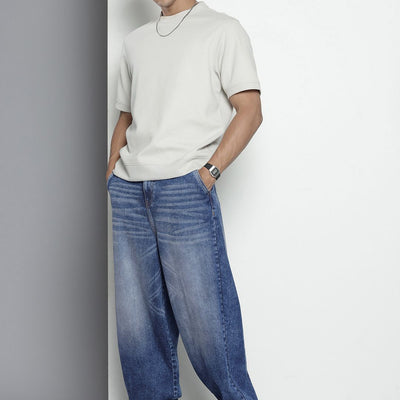 Men's Blue Skater Fit Solid Jeans