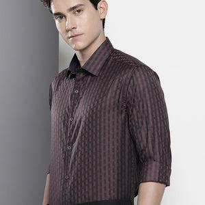 Men's Purple Slim Fit Checked Formal Shirt