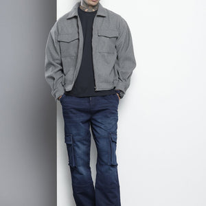 Men's Blue Relaxed Fit Solid Denim Joggers