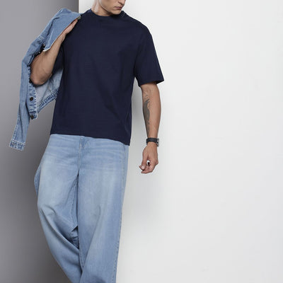 Men's Blue Relaxed Fit Solid Jeans