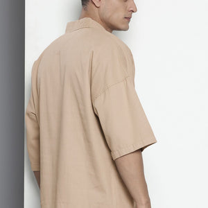 Men's Light Green Oversized Solid Street Wear Shirt