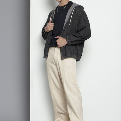 Men's Off White Wide Leg Solid Jeans