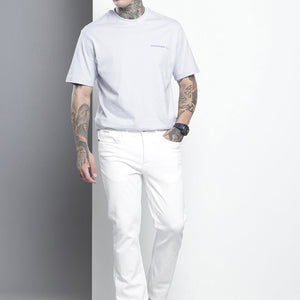 Men's White Bootcut Solid Stretchable Jeans