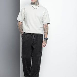 Men's Grey Relaxed Fit Solid Denim Joggers