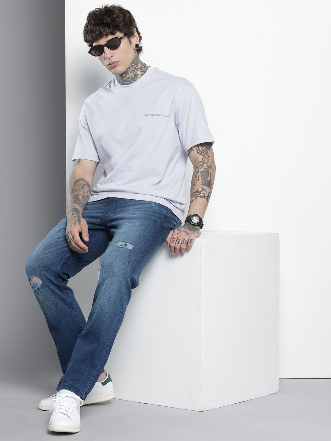 Men's Blue Slim Straight Fit Solid Jeans