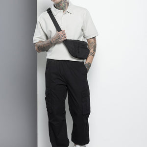Men's Black Relaxed Fit Cargos