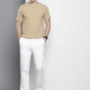 Men's White Regular Fit Solid Chinos