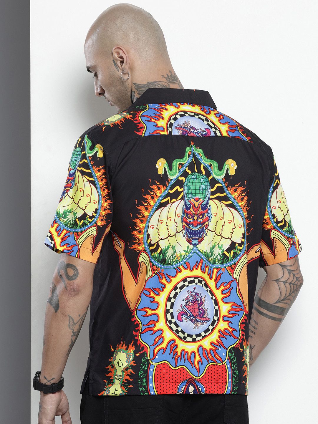 Men's Black Oversized Kitch Street Wear Shirt