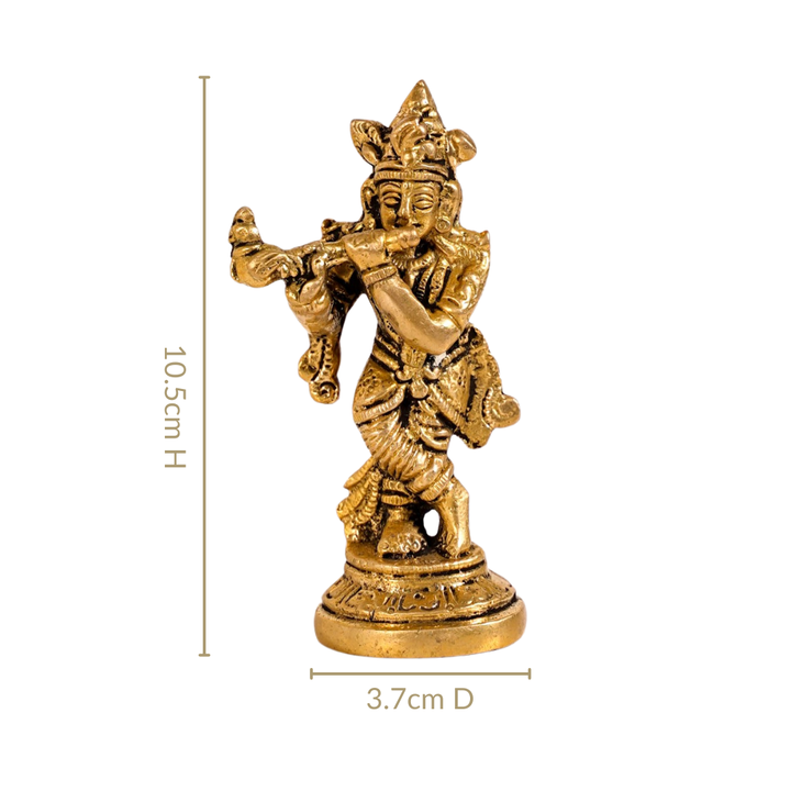 Lord Krishna Playing Flute Pure Brass Statue