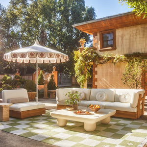 Littu Indoor / Outdoor Striped Disc Pillow by Sarah Sherman Samuel